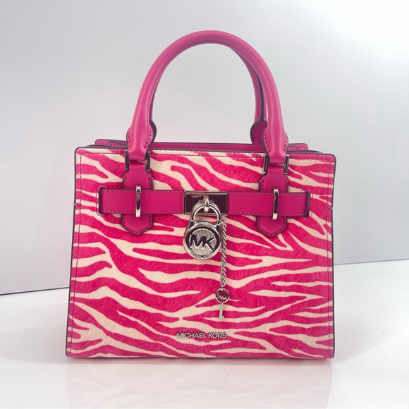 Michael Kors Handbags - Michael Kors Hamilton Small Zebra Print Satchel/Crossbody Dragonfruit